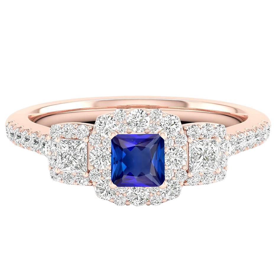 Halo Ring Radiant Sapphire Princess e gioielli con diamanti rotondi 5 carati - harrychadent.it