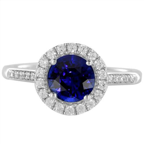 Anello Halo con diamante scintillante. zaffiro di Ceylon taglio rotondo. 3.50 carati d'oro - harrychadent.it