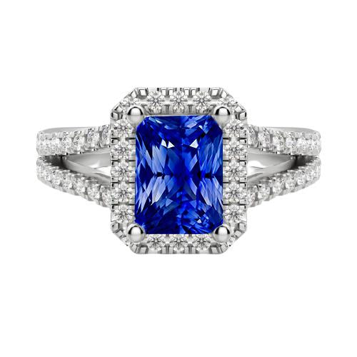 Anello Halo da donna. diamante rotondo. taglio radiante. zaffiro. gioielli 3.50 carati - harrychadent.it