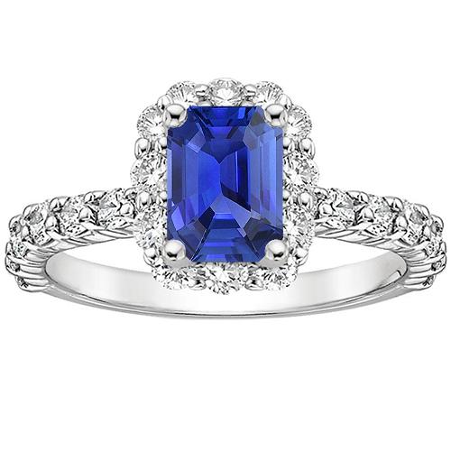 Anello Halo Smeraldo Zaffiro dello Sri Lanka e Diamante 4.25 Carati - harrychadent.it