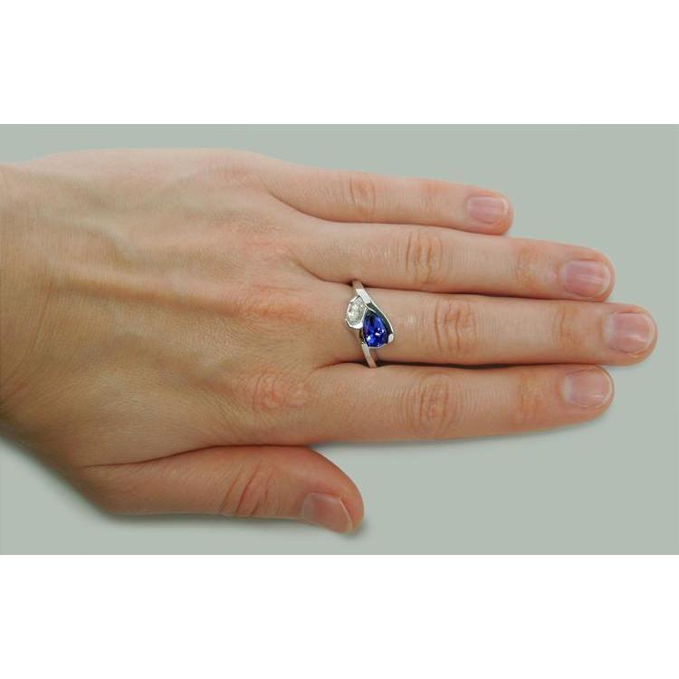 Anello Infinito Con Tanzanite E Diamanti A Forma Di Pera 2.25 Ct. Oro 14K - harrychadent.it