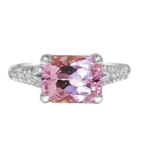 Anello Kunzite a taglio radiante con diamanti rotondi 17.90 carati in oro 14 carati - harrychadent.it