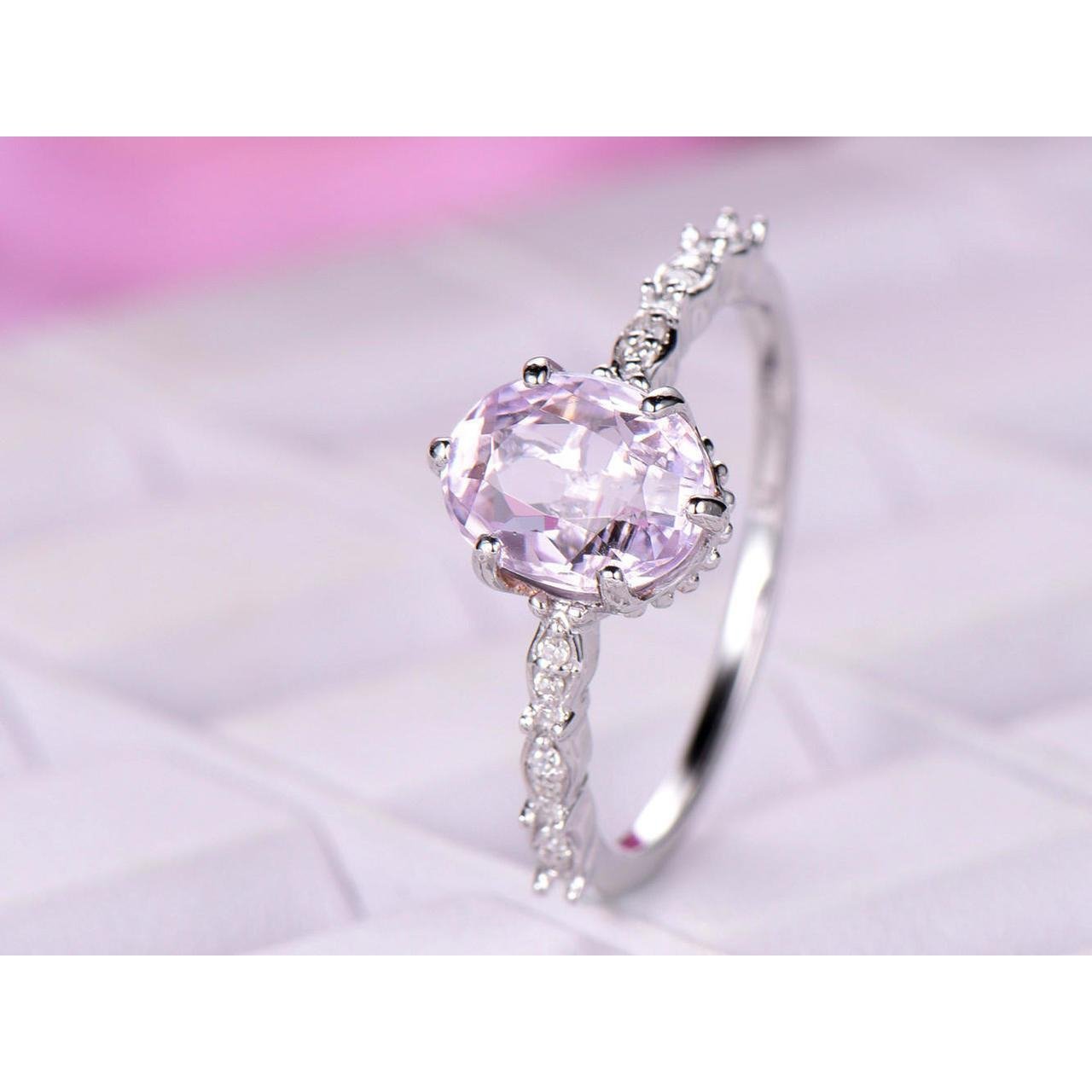 Anello Kunzite in oro bianco 14K con diamanti 15.65 carati - harrychadent.it