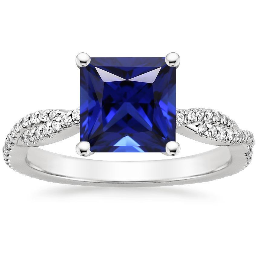 Anello Princess Solitaire Accenti Zaffiro Ceylon e Diamanti 6 Carati - harrychadent.it