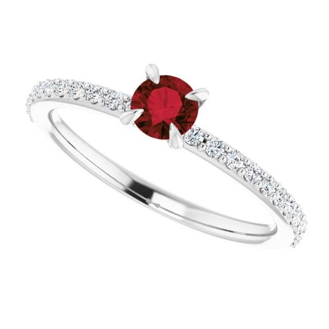 Anello Rotondo Rubino E Diamanti Carati 0.95 Con Oro Bianco 14 Carati - harrychadent.it