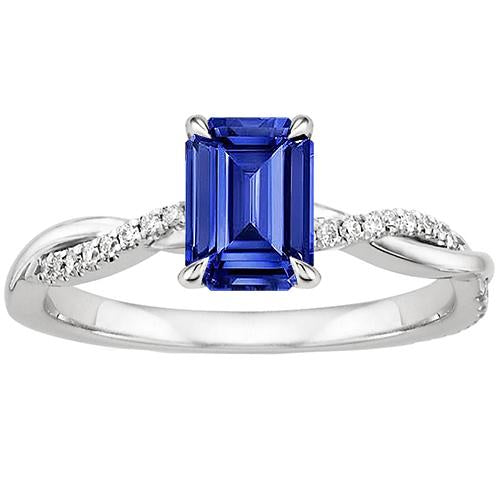 Anello Solitario Accenti Zaffiro Sri Lanka e Diamante 3.50 Carati - harrychadent.it