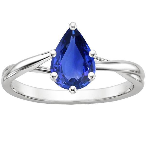 Anello Solitario Anniversario Pera Zaffiro Ceylon 3.50 Carati - harrychadent.it