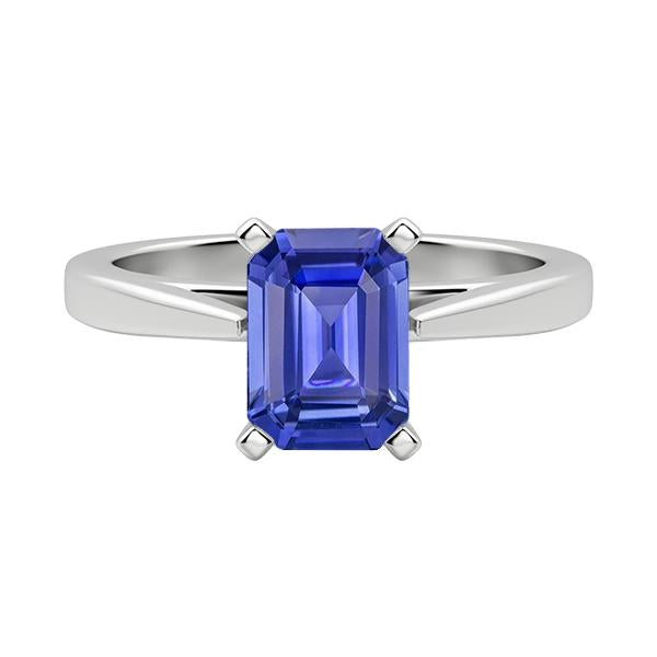 Anello Solitario Cattedrale Zaffiro Smeraldo 2 Carati Incastonatura Ceylon