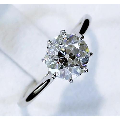 Anello Solitario Diamante Vecchio Miniera Taglio 2 Carati Classico Oro Bianco 14K - harrychadent.it