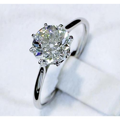 Anello Solitario Diamante Vecchio Miniera Taglio 2 Carati Classico Oro Bianco 14K - harrychadent.it