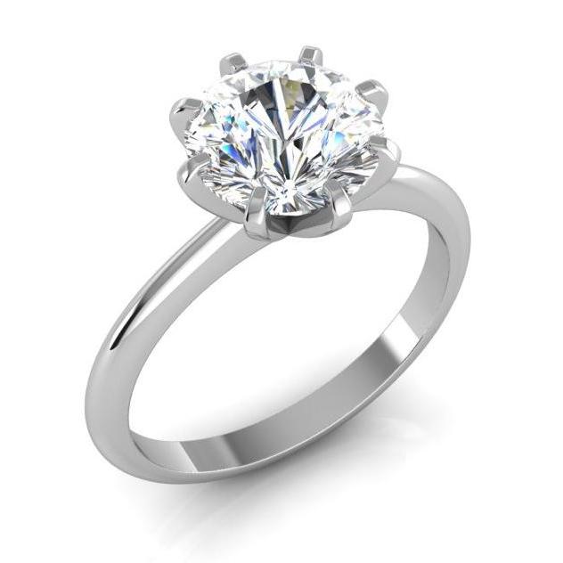 Anello Solitario Diamante Vecchio Miniera Taglio 2 Carati Classico Oro Bianco 14K - harrychadent.it
