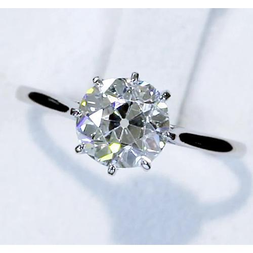 Anello Solitario Diamante Vecchio Miniera Taglio 2 Carati Classico Oro Bianco 14K - harrychadent.it