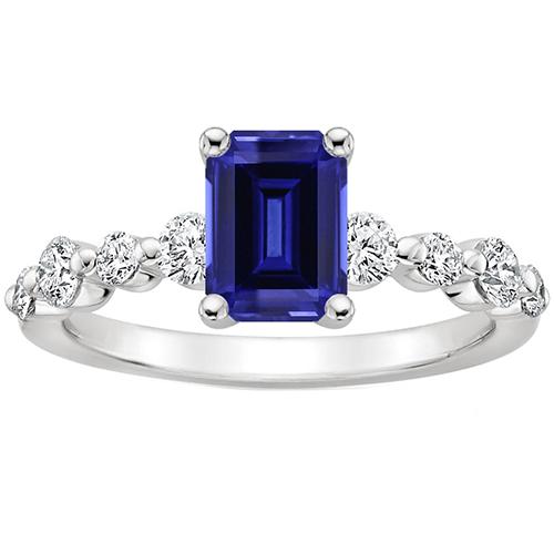 Anello Solitario Diamante con Accenti Zaffiro Blu Smeraldo 4.50 Carati - harrychadent.it