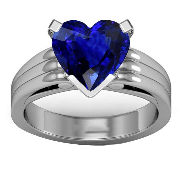 Anello Solitario Donna Taglio Cuore Zaffiro Ceylon Triplo Gambo 3 Carati - harrychadent.it