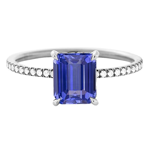 Anello Solitario Oro Zaffiro Smeraldo Con Accenti Diamanti 3.50 Carati - harrychadent.it