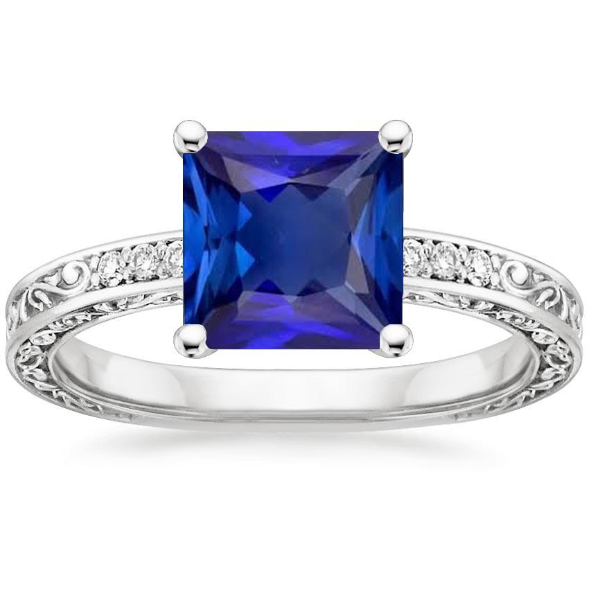 Anello Solitario Principessa Con Accenti Filigrana Zaffiro Blu 5.50 Carati - harrychadent.it
