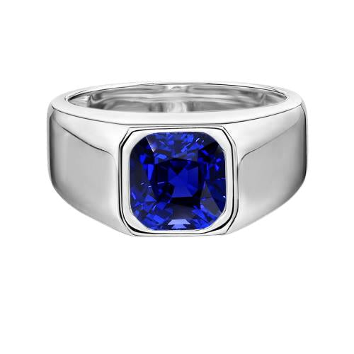 Anello Solitario Radiante da Uomo Oro Zaffiro Ceylon con Gambo Spesso 1 Carato - harrychadent.it