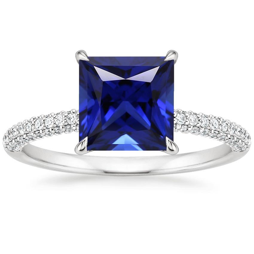 Anello Solitario Zaffiro Blu Con Accenti Pavé Di Diamanti 5.50 Carati - harrychadent.it