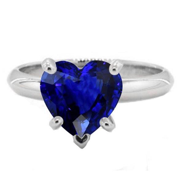 Gemma Cuore Solitaire Prong Set Anello Zaffiro Ceylon 2.50 Carati - harrychadent.it