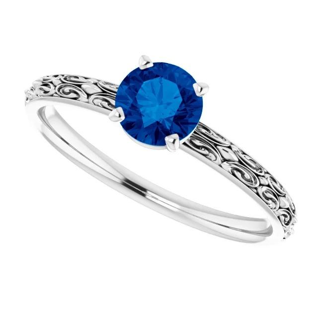 Anello Solitario Zaffiro Blu 1.50 Carati Filigrana Donna Gioielli - harrychadent.it