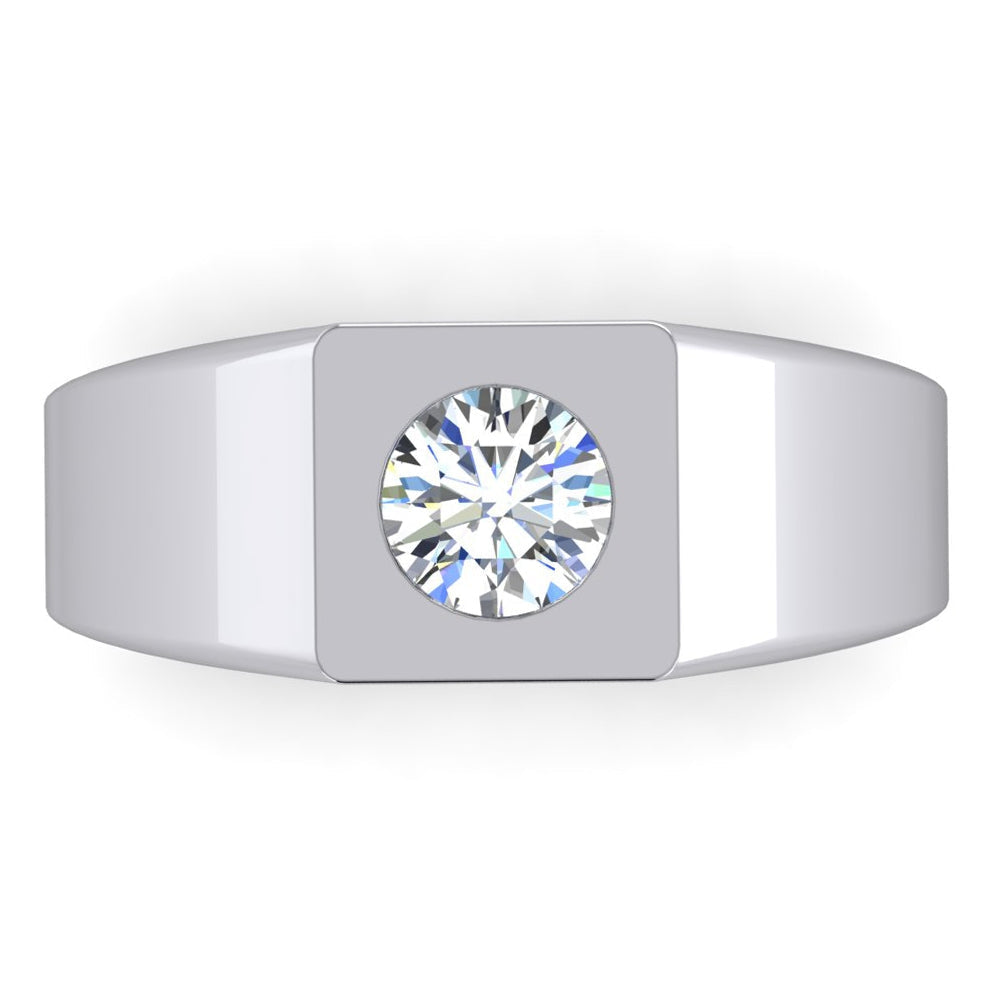 Anello Solitario da Uomo Con Diamante da 1 Carato F VS1 Oro Bianco 14K
