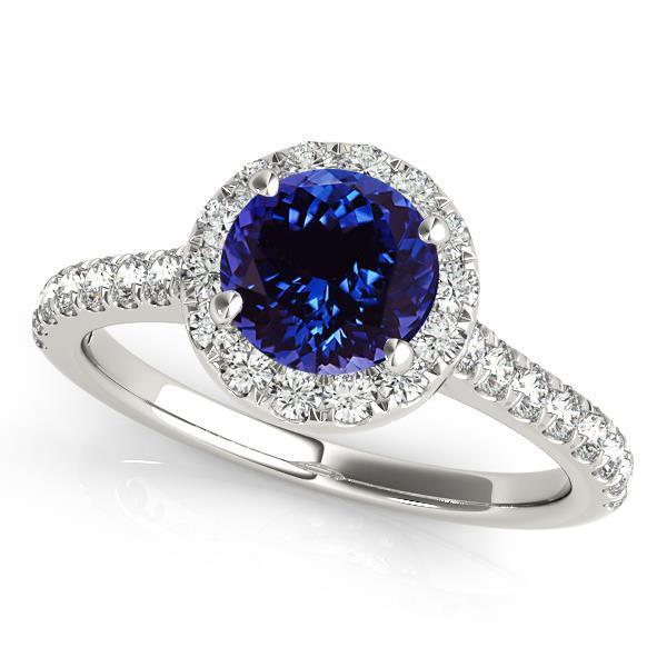 Anello Tanzanite Taglio Rotondo E Diamanti 11 Ct Oro Bianco 14K - harrychadent.it