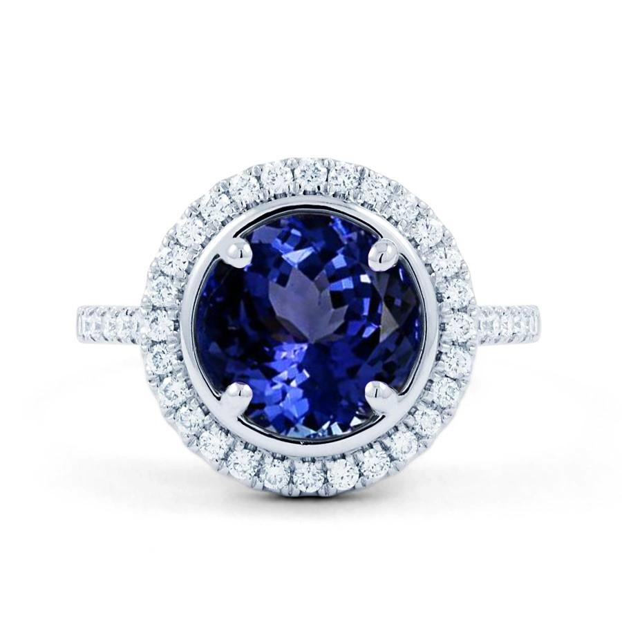 Anello Tanzanite e Diamanti 4.25 Carati Oro Bianco 14K - harrychadent.it