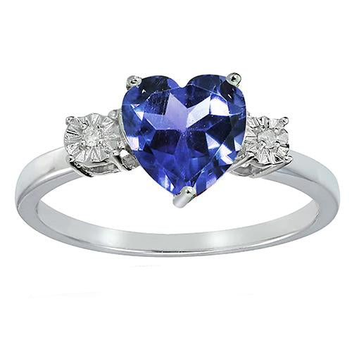 Anello Tre Pietre Forma Cuore Zaffiro Blu Tondo & Diamanti 8 Carati - harrychadent.it