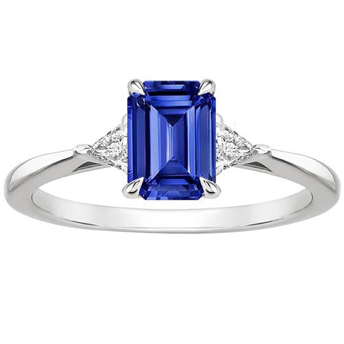 Anello Trilioni di Diamanti e Zaffiri di Ceylon E Smeraldo 3 Pietre 3.25 Carati - harrychadent.it