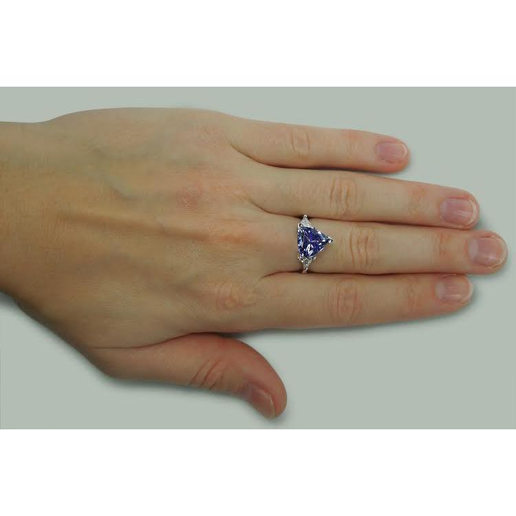 Anello a tre pietre con diamante blu a taglio brillante 6,5 carati WG 14K - harrychadent.it
