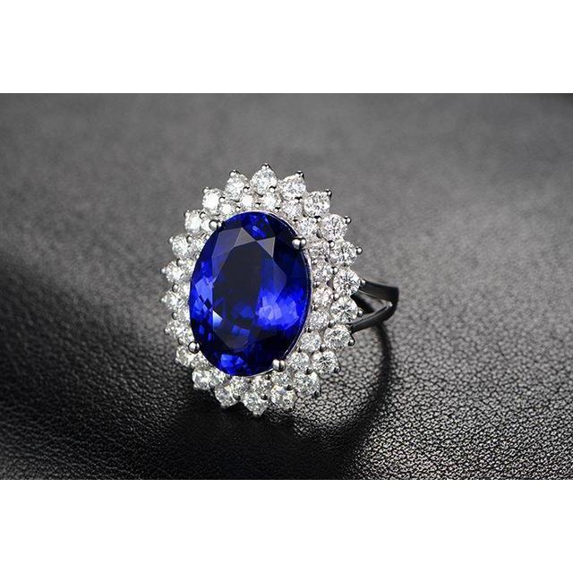 Anello anniversario con diamante e tanzanite blu taglio ovale da 1.85 carati - harrychadent.it