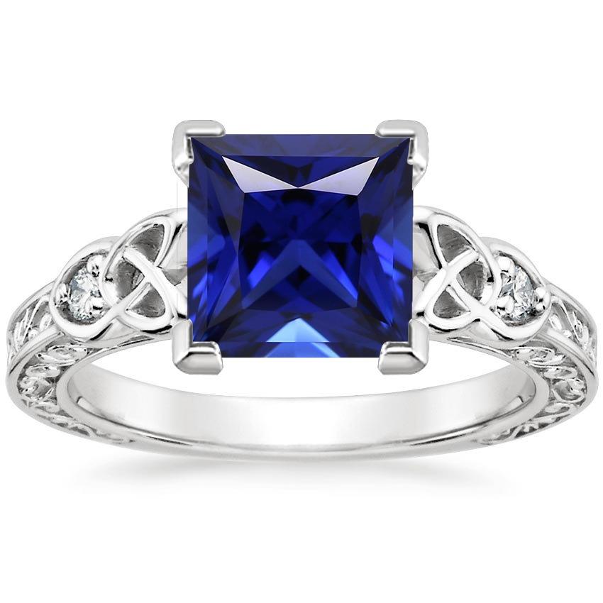 Anello con 3 pietre 5.25 carati in filigrana con zaffiro blu principessa e diamanti Novità - harrychadent.it