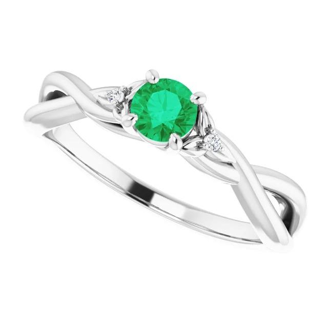 Anello con 3 pietre di diamanti 0.54 carati Gioielli da donna con torsione verde smeraldo - harrychadent.it