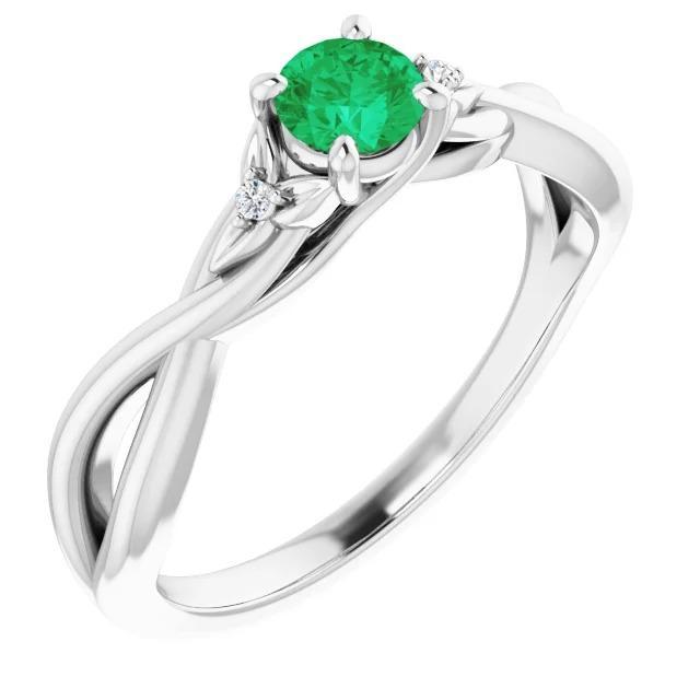 Anello con 3 pietre di diamanti 0.54 carati Gioielli da donna con torsione verde smeraldo - harrychadent.it