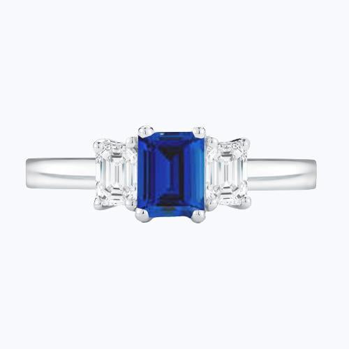 Anello con 3 pietre di smeraldo 2 carati con zaffiro blu e gioielli in oro 14K - harrychadent.it