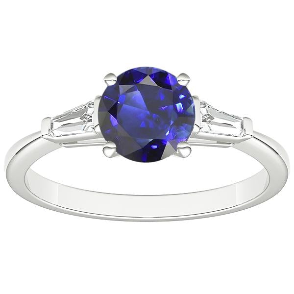 Anello con 3 pietre in zaffiro di Ceylon e diamanti baguette da 2.50 carati - harrychadent.it