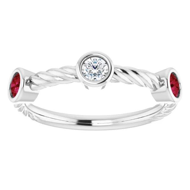 Anello con 3 rubini e diamanti in pietra 0.90 carati Gioielli intrecciati con corda Novità - harrychadent.it