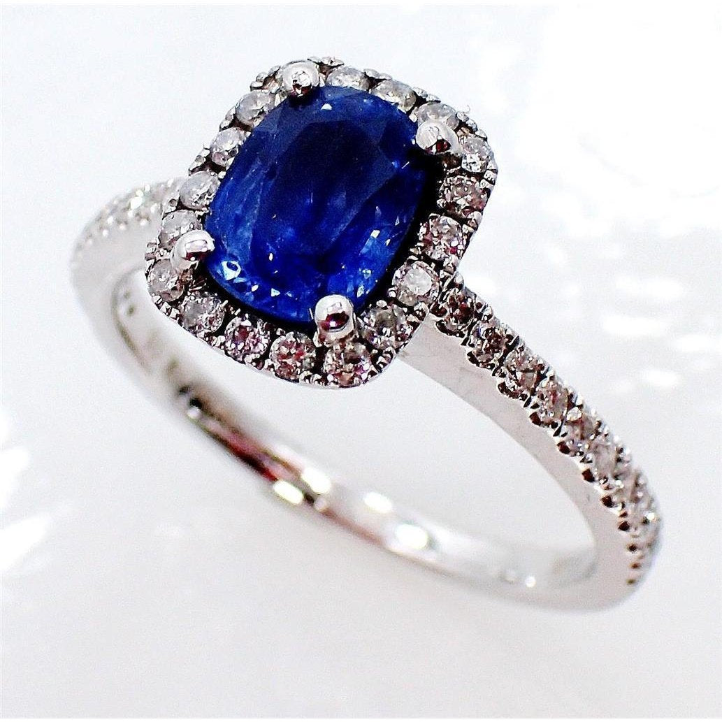 Anello Cuscino Zaffiro Ceylon Diamante Gioielleria In Oro 3,00 Ct - harrychadent.it