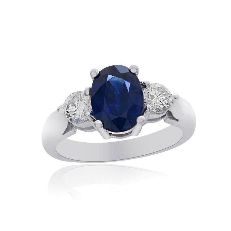 Anello Zaffiro Ceylon Con Diamanti 3 Carati Oro Bianco - harrychadent.it