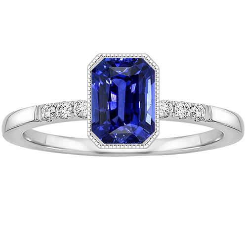 Anello con castone a taglio radiante Zaffiro Ceylon e diamante 3.50 carati - harrychadent.it