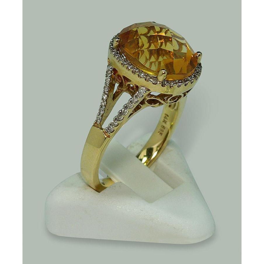 Anello con citrino e diamanti da 4.75 carati con accenti in oro giallo 14K - harrychadent.it