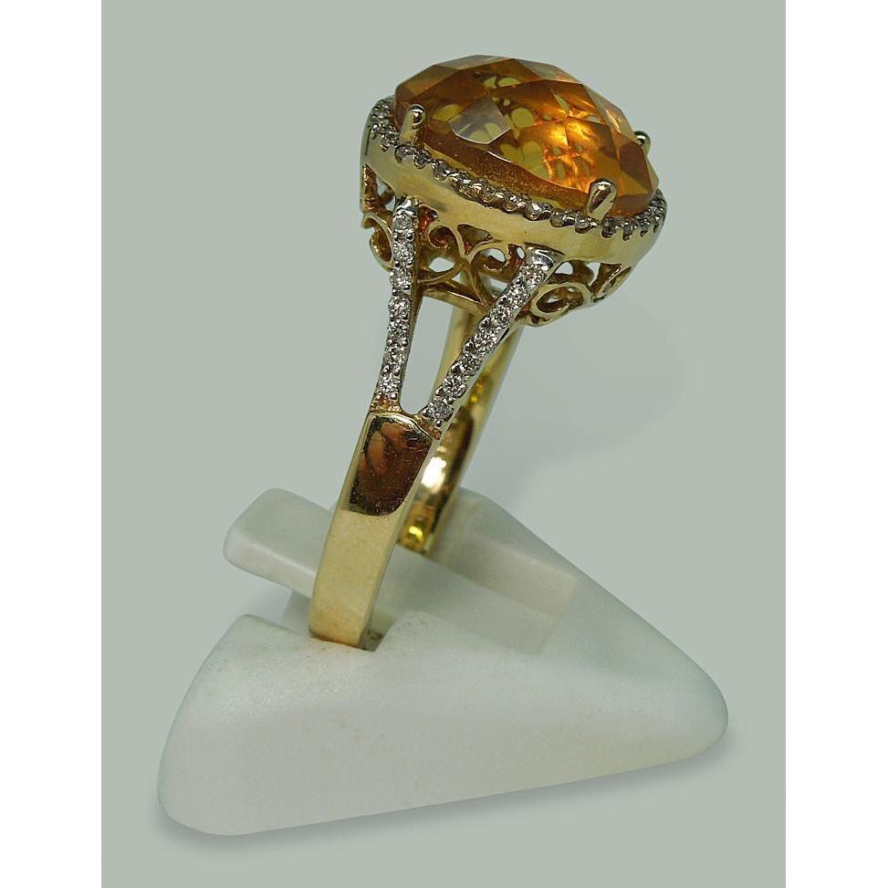 Anello con citrino e diamanti da 4.75 carati con accenti in oro giallo 14K - harrychadent.it