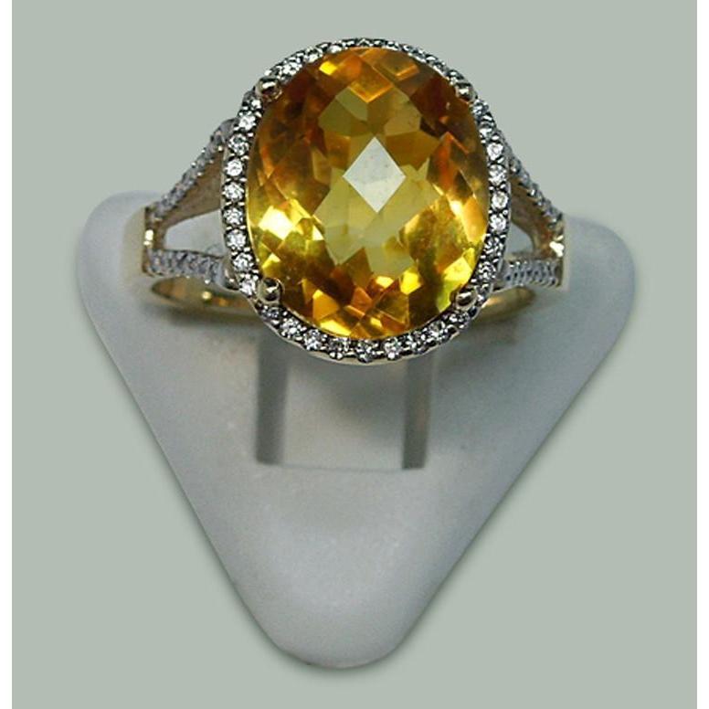 Anello con citrino e diamanti da 4.75 carati con accenti in oro giallo 14K - harrychadent.it