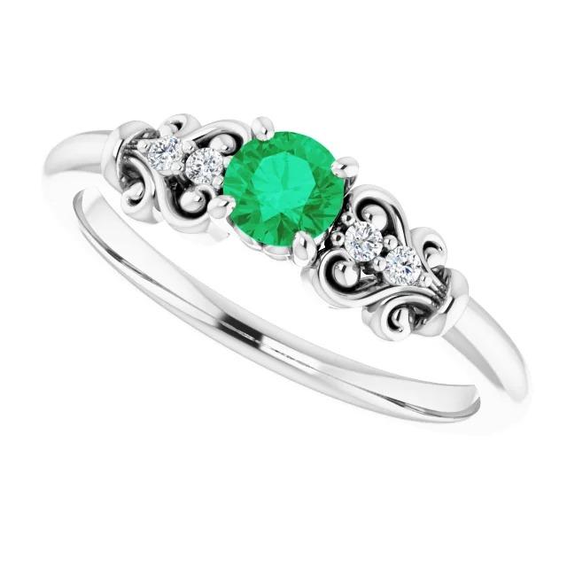 Anello con diamante 1.10 carati verde smeraldo stile vintage gioielli - harrychadent.it