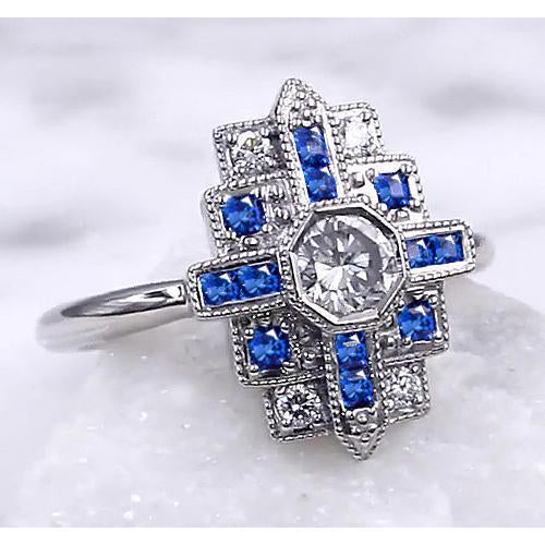 Anello con diamante 2.50 carati stile antico con zaffiro blu di Ceylon - harrychadent.it
