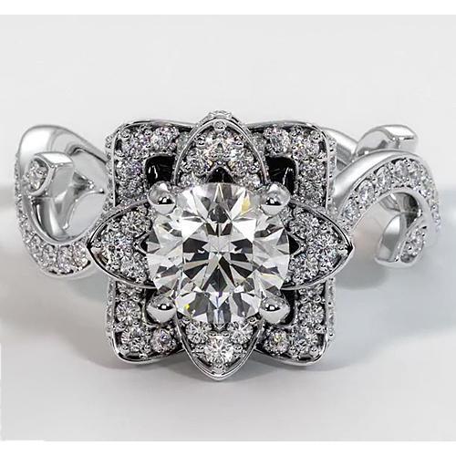 Anello con diamante Fiore di loto 2.50 carati con montatura a 4 griffe in oro bianco - harrychadent.it