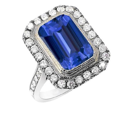 Anello con diamante Halo Lunetta stile vintage Smeraldo Srilankan 4.50 carati - harrychadent.it