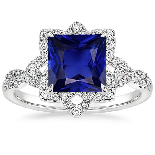 Anello con diamante a forma di stella con zaffiro blu principessa 6.50 carati oro - harrychadent.it