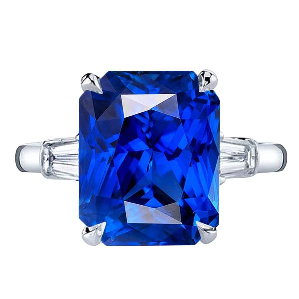 Anello con diamante artigli d'aquila incastonato con zaffiro blu radiante oro 7 carati 14K