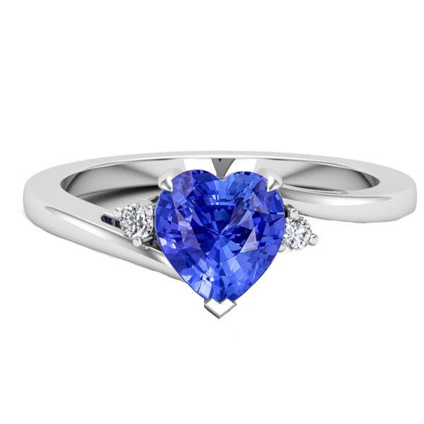 Anello con diamante rotondo 3 gioielli con zaffiro di Ceylon a cuore in pietra 2.25 carati - harrychadent.it